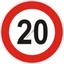 20 km/h sebesség tábla  öntapadós matrica 160x160mm