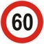60 km/h sebesség tábla  öntapadós matrica 160x160mm