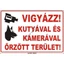 Vigyázz! Kutyával és kamerával örzött terület  öntapadós matrica 400x250mm Vigyázz! Kutyával és kamerával örzött terület  öntapadós matrica 400x250mm